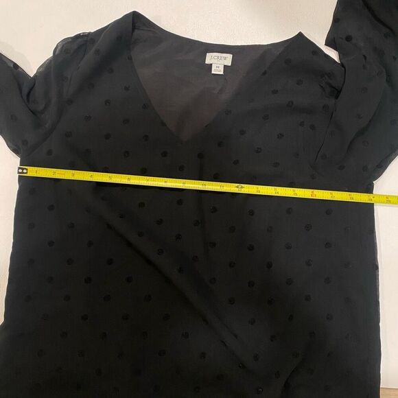 J.Crew Black Sheer Polka Dot Blouse | Size M Long Sleeve - Picture 4 of 5